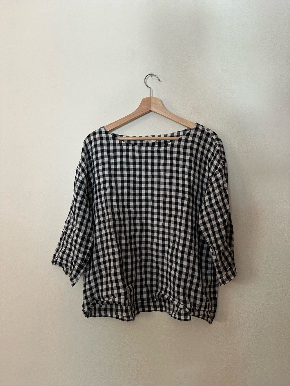 Eileen Fisher linen gingham blouse